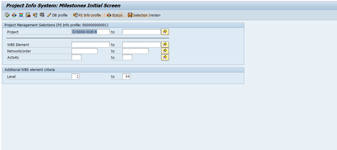 SAP TCode CN53 - Overview: Milestones