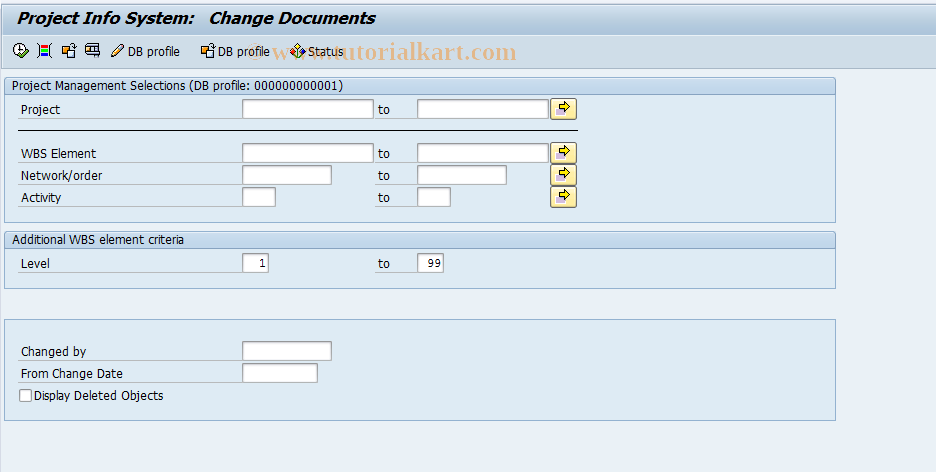 SAP TCode CN60 - Change Documents for Projects/ Network 