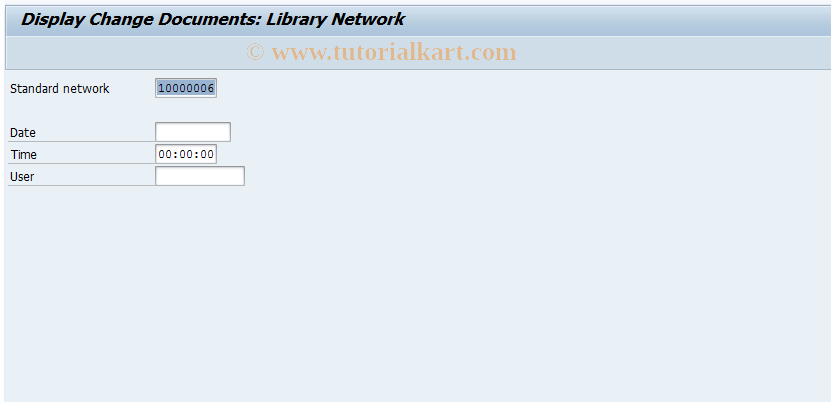 SAP TCode CN61 - Standard network