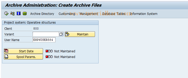 SAP TCode CN82 - PS: Archiving project structures