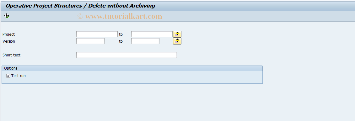 SAP TCode CN85 - PS: Delete operative structures