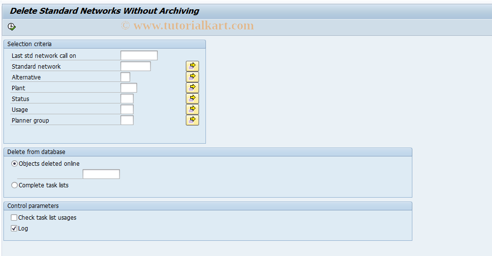 SAP TCode CN98 - Delete Standard Networks