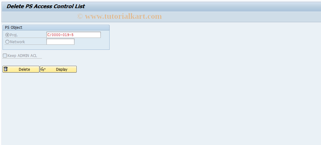 SAP TCode CNACLD - PS ACL Deletion Program transaction