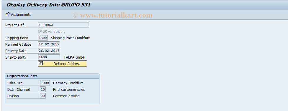 SAP TCode CNL3 - Display delivery information