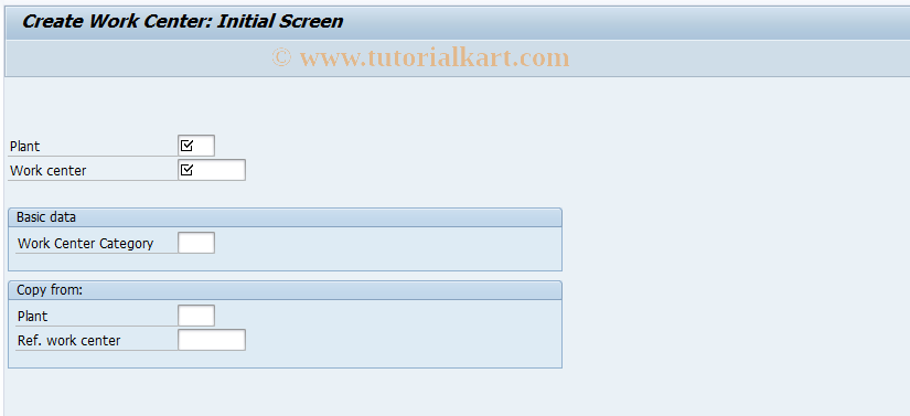 SAP TCode CNR1 - Create Work Center
