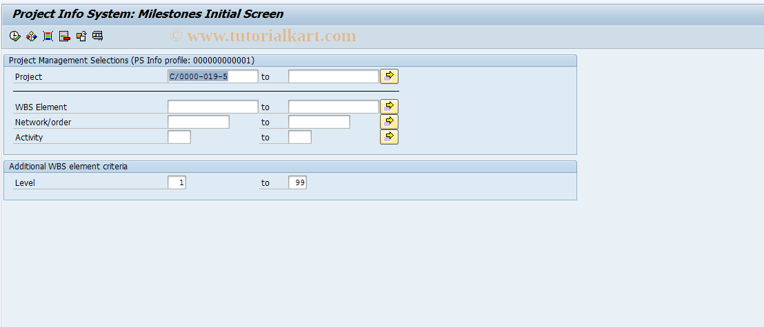 SAP TCode CNS53 - Overview: Milestones