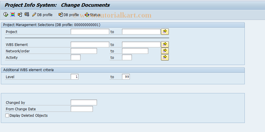 SAP TCode CNS60 - Change Documents for Projects/ Network 