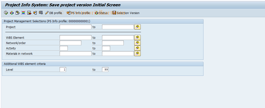 SAP TCode CNS71 - Create versions