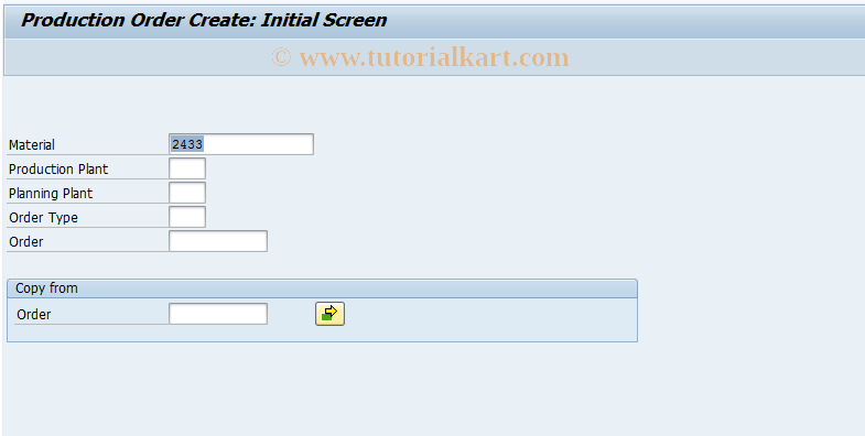 SAP TCode CO01 - Create production order