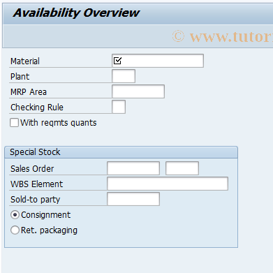 SAP TCode CO09 - Availability Overview