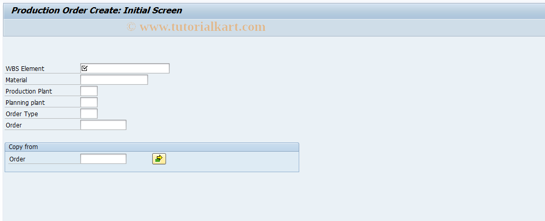 SAP TCode CO10 - Production order with project