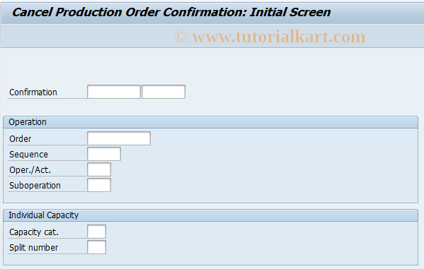 SAP TCode CO13 - Cancel confirmation of production order