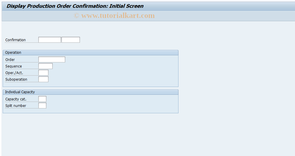 SAP TCode CO14 - Display confirmation of production order