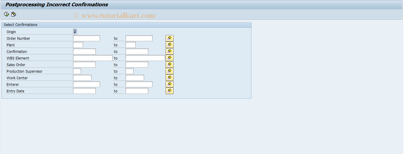 SAP TCode CO16N - Post-Processing Confirmation