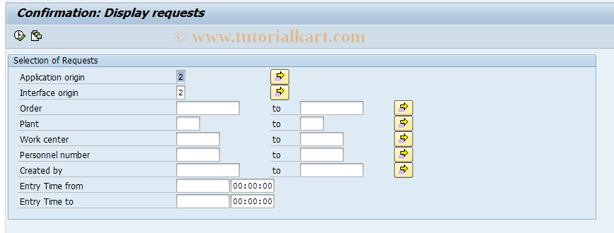 SAP TCode CO1L - Confirmation: List of requests