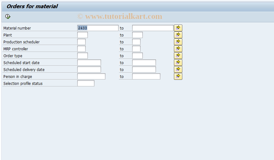 CO21 SAP Tcode Orders for Material