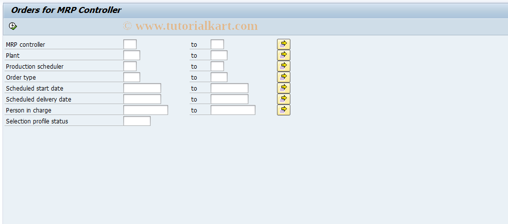 SAP TCode CO22 - Orders for MRP Controller