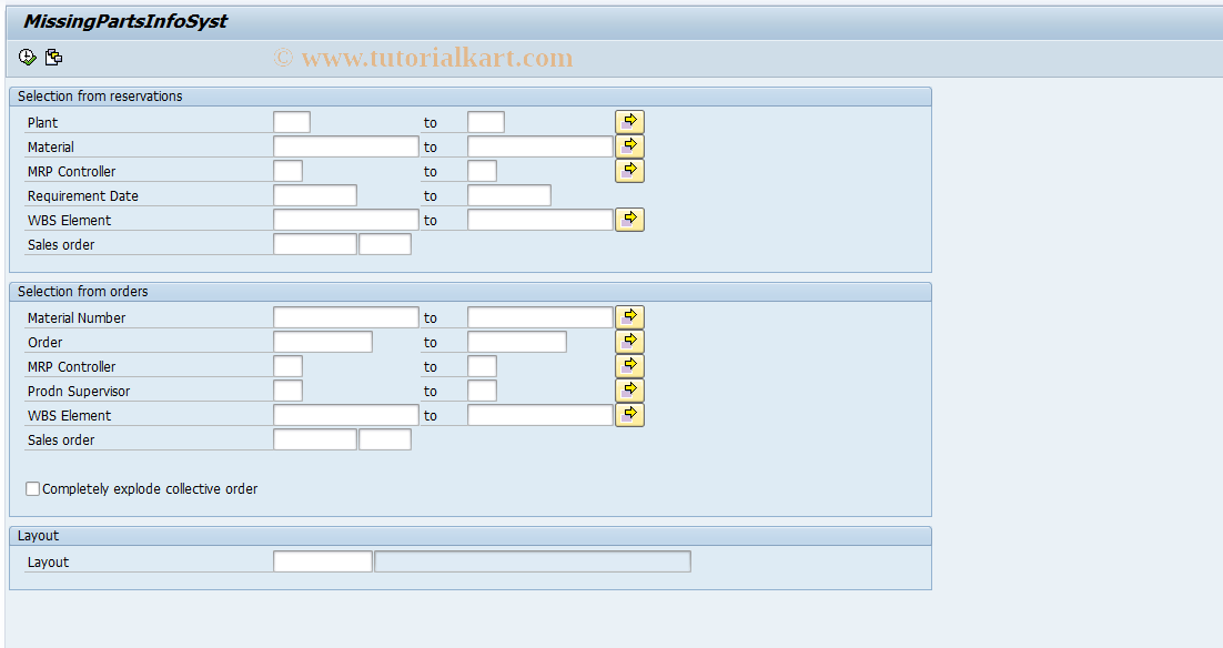 SAP TCode CO24 - MissingPartsInfoSyst