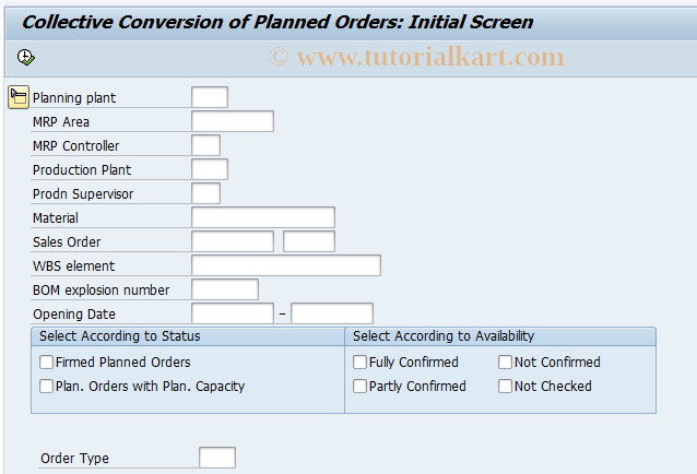 SAP TCode CO41 -  Collective Conversion of Planned Orders