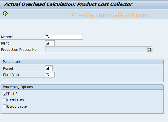 SAP TCode CO42 -  Actual Overhead: Production Ordr Indicator Processing 