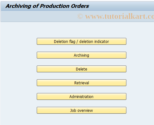 SAP TCode CO78 - Archiving orders