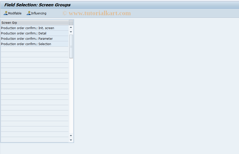 SAP TCode CO86 - Field Selection for PP Confirmations