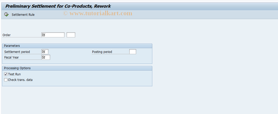 SAP TCode CO8B - Presett. Co-Products, Post-Processing