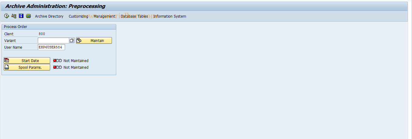 SAP TCode COA5 - Procurement Order: Archiving Prep. Program