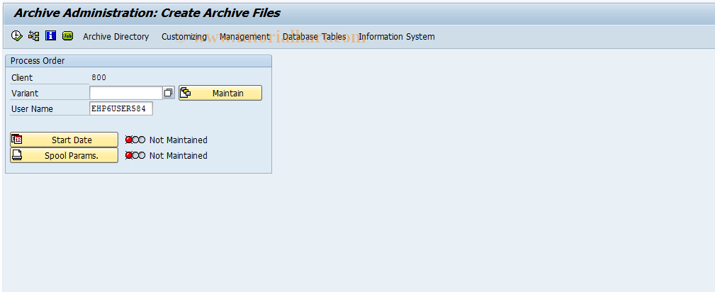 SAP TCode COA6 - Process Order: Archiving