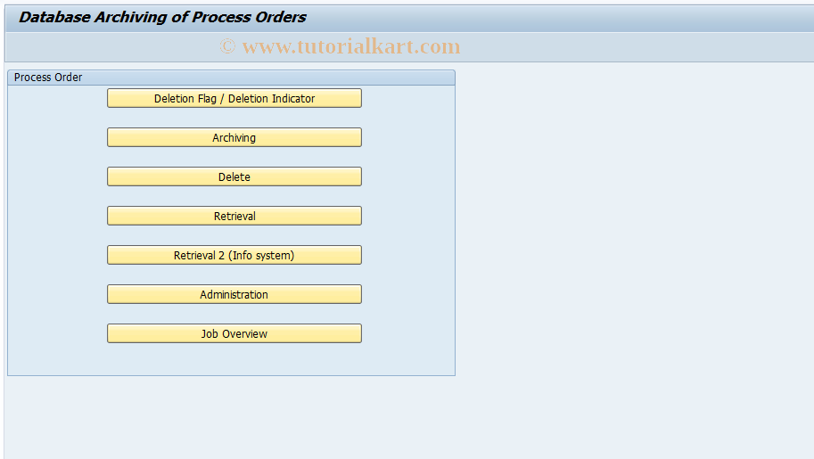 SAP TCode COAC - Process Order: Archive Database