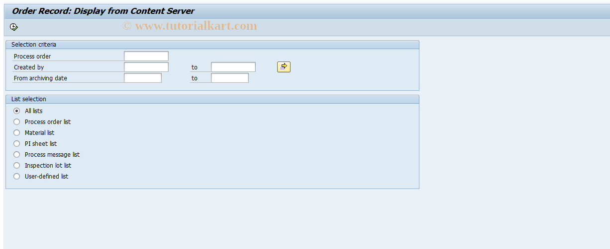 SAP TCode COAL - Read Order Record from Archive