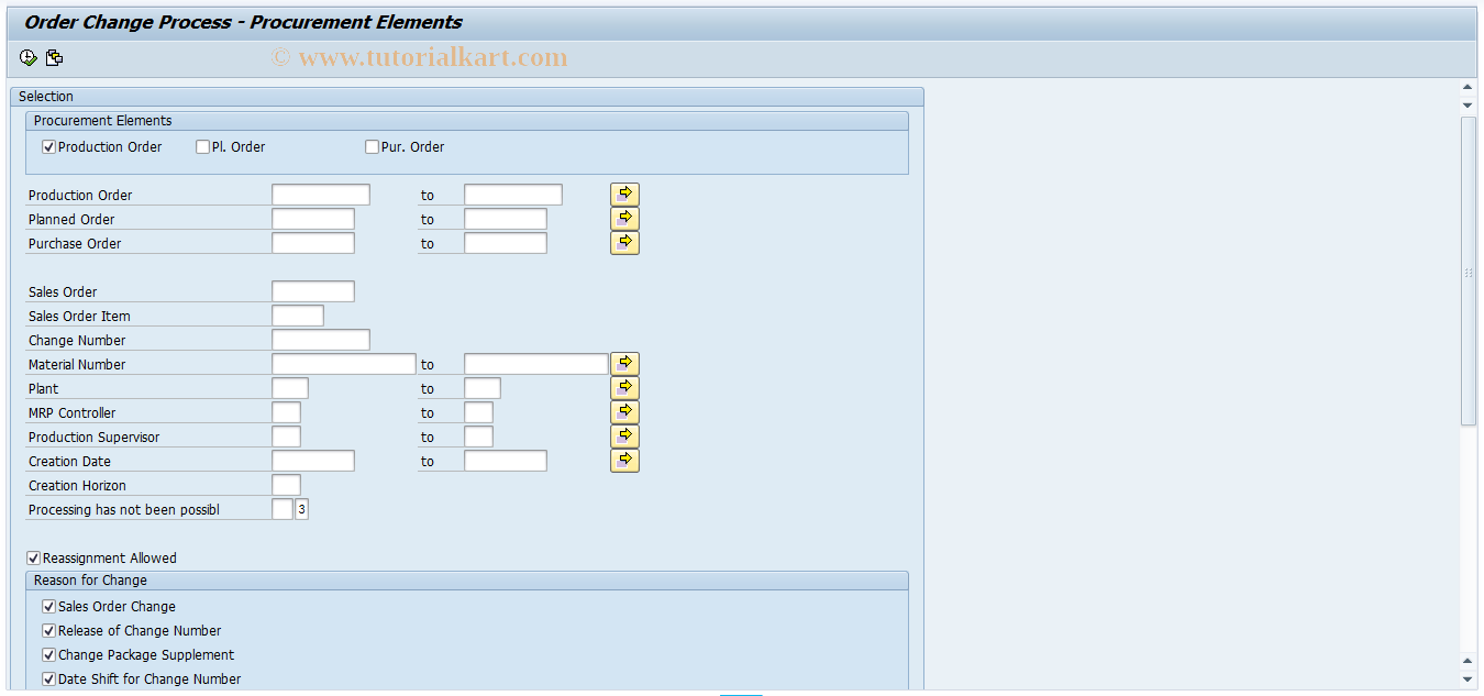 SAP TCode COCM1 - OCM - Procurement