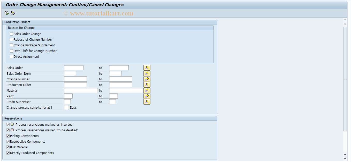 SAP TCode COCM2 - OCM - Picking