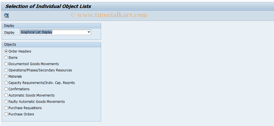 SAP TCode COID - Select Object Detail Lists in PP-PI