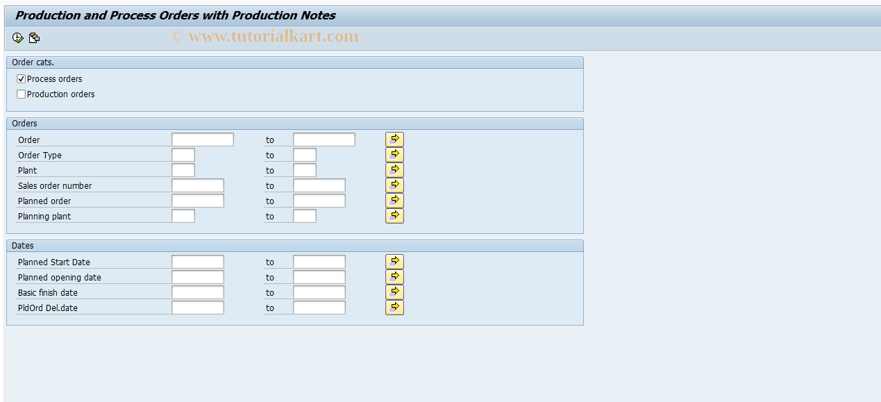 SAP TCode COIF - Production Notes