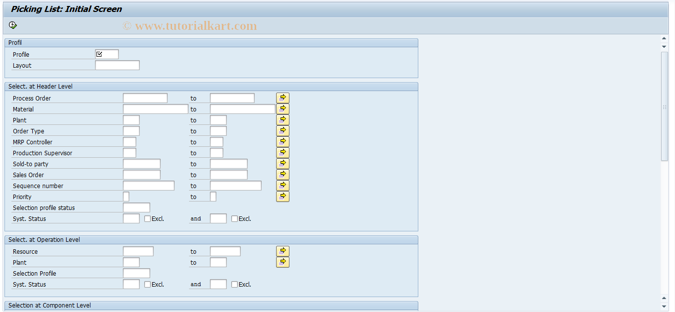 SAP TCode COIK - Picking list