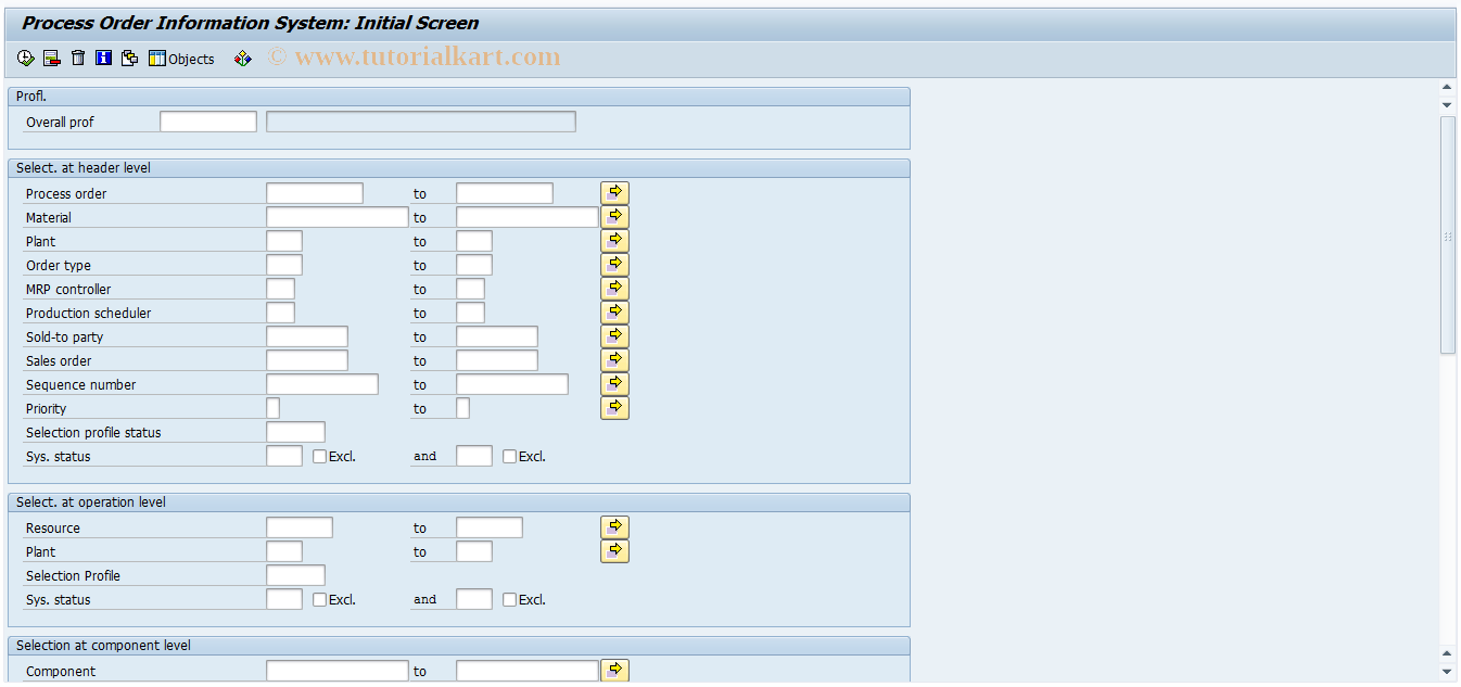 SAP TCode COIO - Order Info System for PP-PI