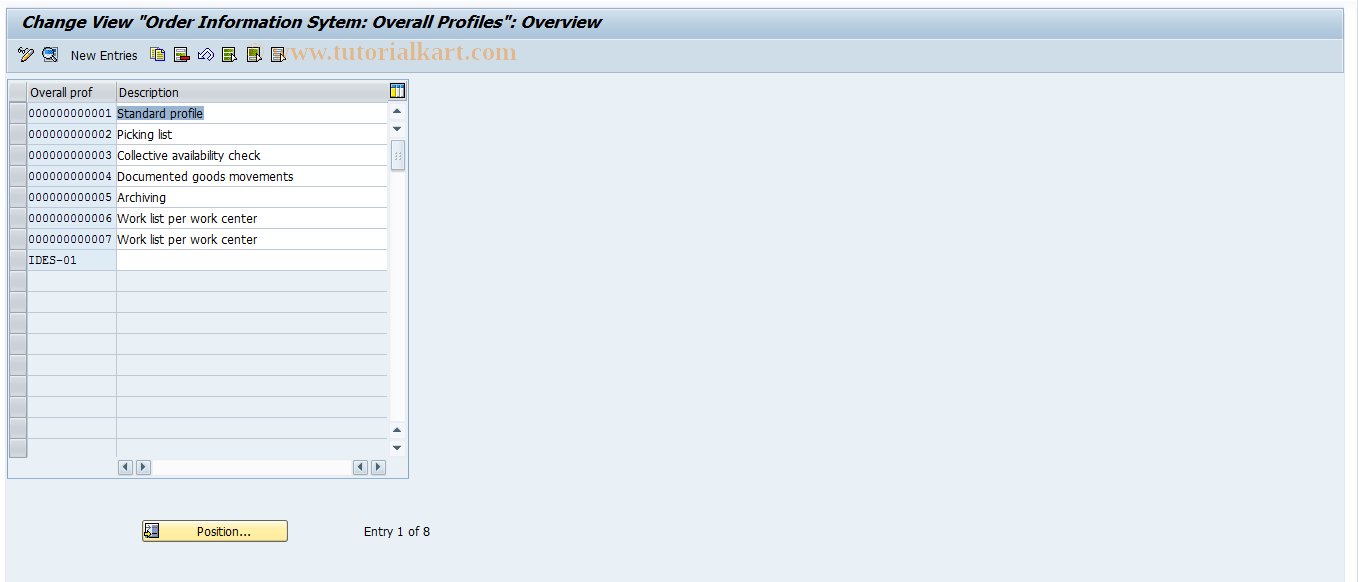 SAP TCode COIS - Order info system: customizing