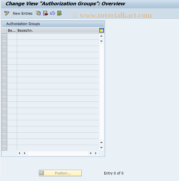 SAP TCode COMCPRAUTHGROUP - Authorization Groups