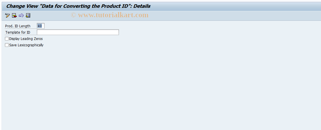SAP TCode COMCPRFORMAT - Format of the Product ID