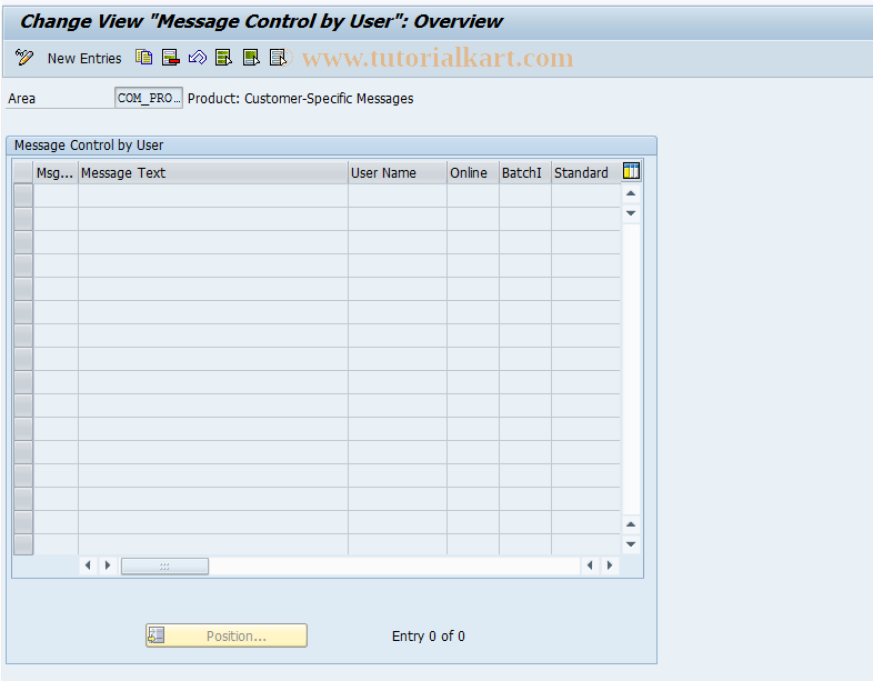 SAP TCode COMCPRMSG - Configure Customer-Specific Messages