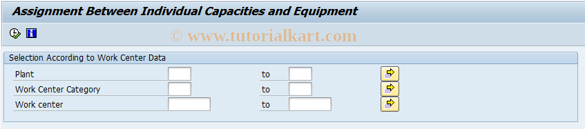 SAP TCode COMES_CAPA_ALLOC - Assignment Individual Cap. - Equipm.