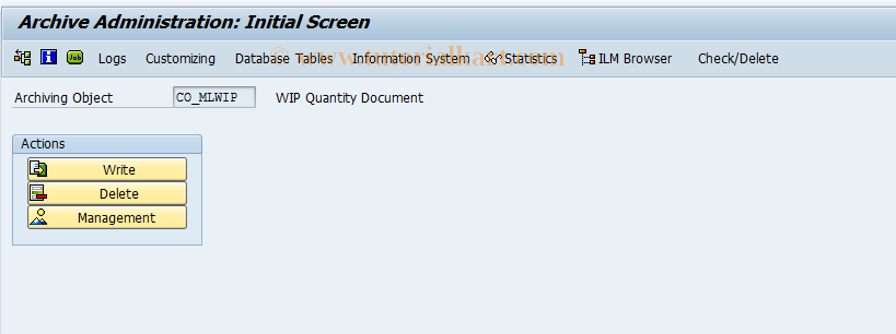 SAP TCode COMLWIPARCH - Archive WIP Quantities Document