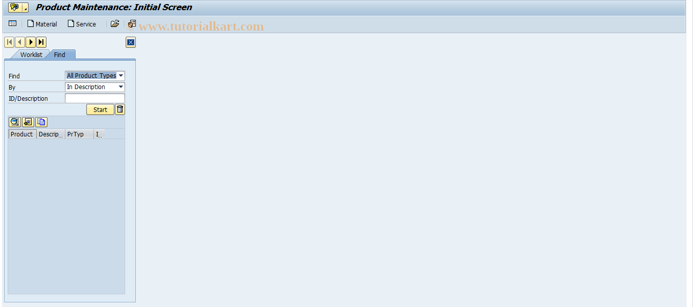 SAP TCode COMMPR01 - Product Workbench