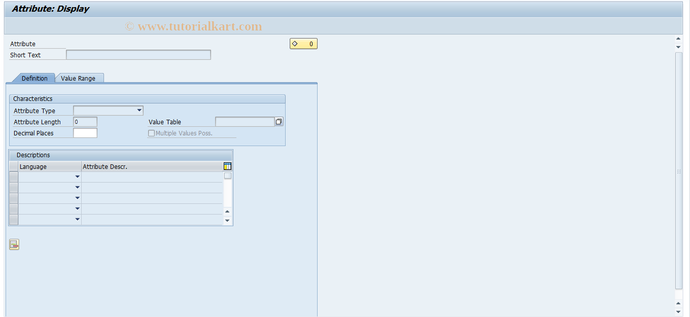 SAP TCode COMM_ATTRIBUTE - Maintain Set Types and Attributes