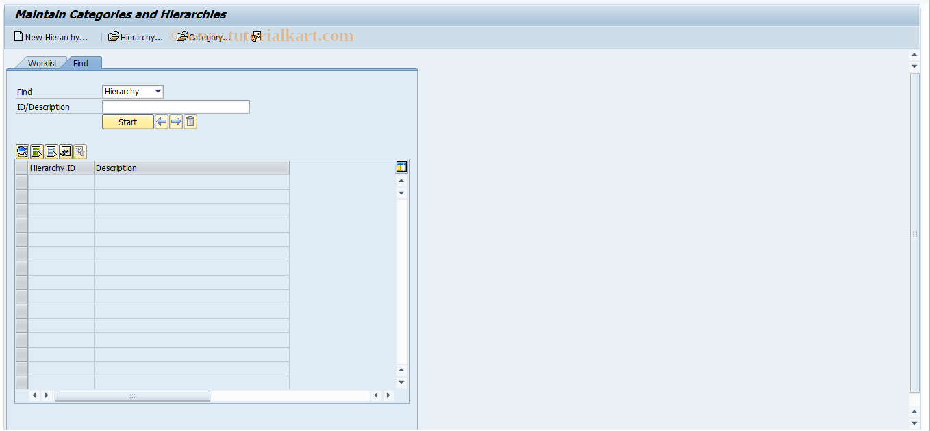 SAP TCode COMM_HIERARCHY - Maintain Categories and Hierarchies