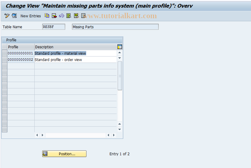 SAP TCode COMP - Customizing Missing Parts Info Syst.