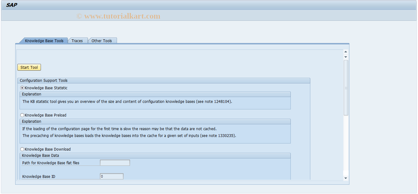 SAP TCode COM_CFG_SUPPORT - entry point for support tools