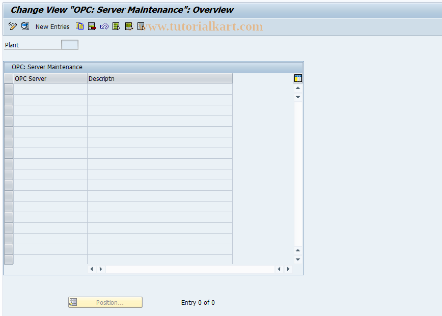 SAP TCode COOPCS - Define OPC Servers