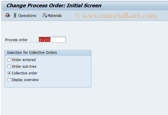 SAP TCode COR2 - Change Process Order